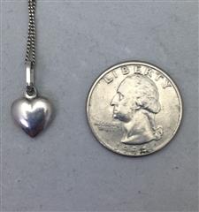 Silver Puffed Heart Pendant Necklace 925 Silver 2dwt